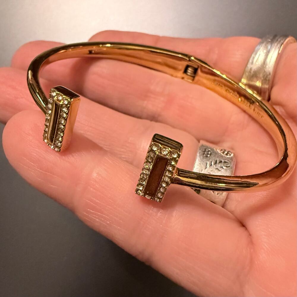 Kate Spade Raising Bar Gold Tone Crystal Pave Cuff Bracelet